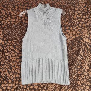 Gap Women's Gray Shell-Sleeveless Sweater Size L Preppy Minimalist Coquette